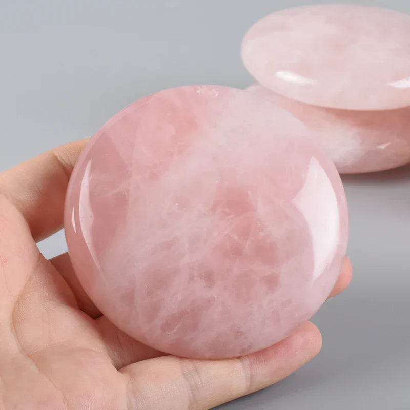 2pcs Large Rose Quartz Massage Stones 60mm Pink-1